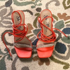 Forever21 So-Me High Heeled Tie Up Sandals NWOT